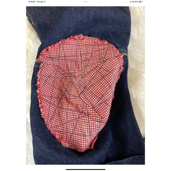 Christopher NEMETH Vintage Dark Denim Red Gingham Patchwork Cropped Jeans Small - Picture 3 of 9